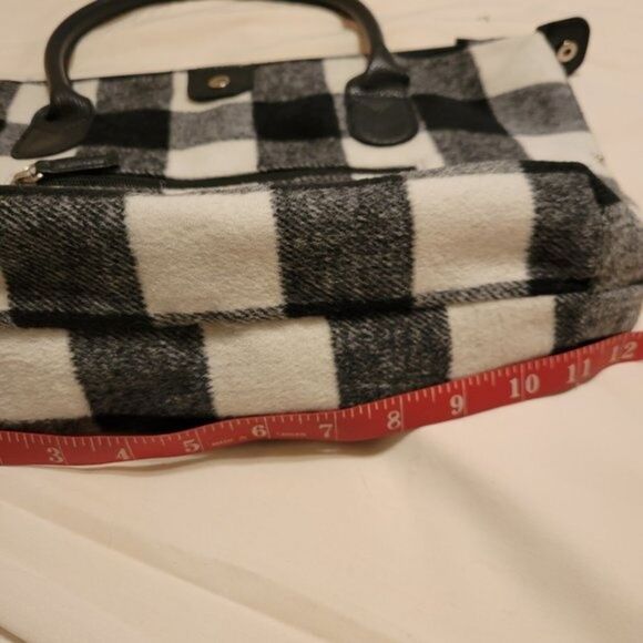 Weekender 2 piece set Black Plaid large tote small handbag - Picture 10 of 12